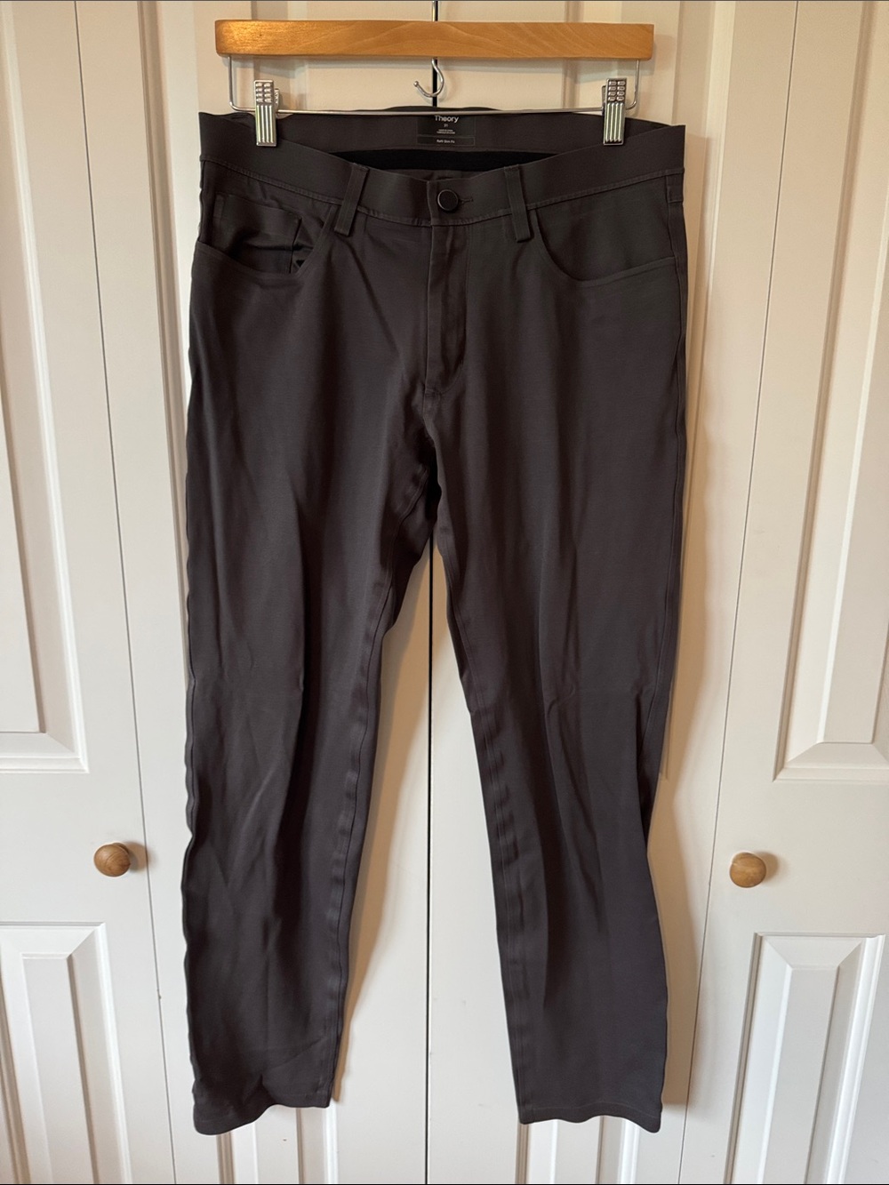 Theory Men's Raffi Slim Fit 5 Pocket Pants in Grey